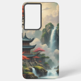 Japans Huis en waterval uitzicht telefoonhoesje Samsung Galaxy Hoesje