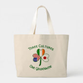 Japans Iers-Amerikaanse vlaggen Shamrock Jouw naam Grote Tote Bag (Achterkant)