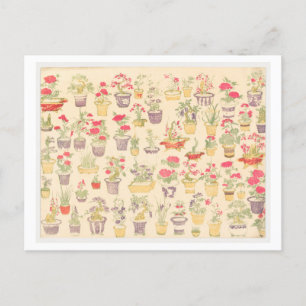 Japans Illustratie van Potted Planten / Bonsai Briefkaart