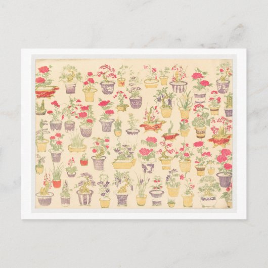 Japans Illustratie van Potted Planten / Bonsai Briefkaart (Voorkant)
