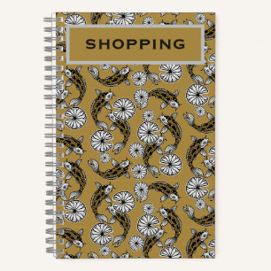 Japans Indigo Goud Karper Folk Patroon Notitieboek