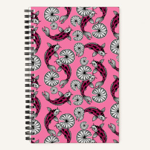Japans Indigo Roze Karper Folk Patroon Notitieboek