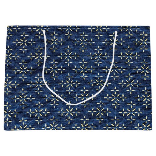 Japans indigoblauw groot cadeauzakje (Voorkant)