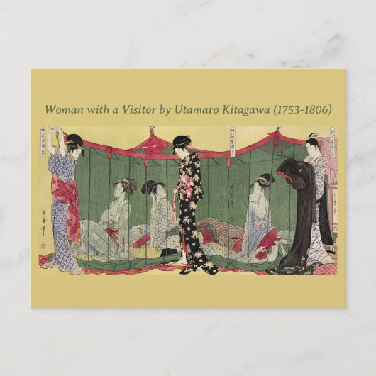 Japans  ingewikkeld kimono patroon & vrouwen briefkaart (Voorkant)