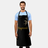 Japans inkt afdrukzwart en gouden bamboe schort (Gedragen)