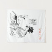 japans, inkt, kunst, geisha, grafisch, wandkleed (Voorkant (horizontaal))