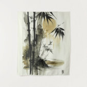 Japans inktborstel abstracte natuur kunst wandkleed (Voorkant)