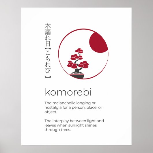 Japans Inspirerend woord, Komorebi Wall Art Poster (Voorkant)