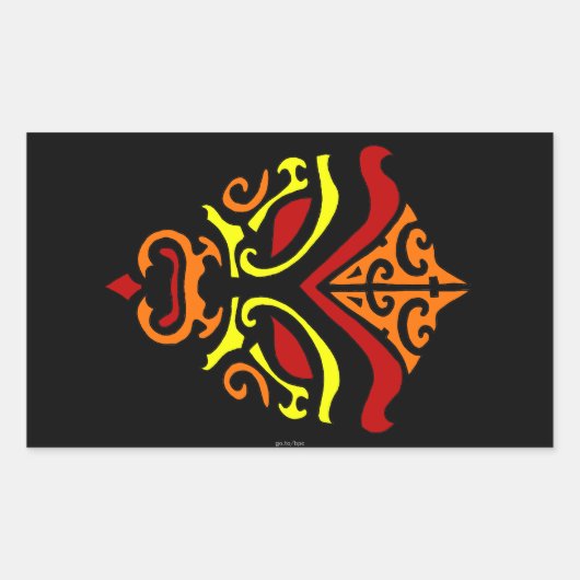 Japans Kabuki Masker Tribal Oranje Makeup Rechthoekige Sticker (Voorkant)