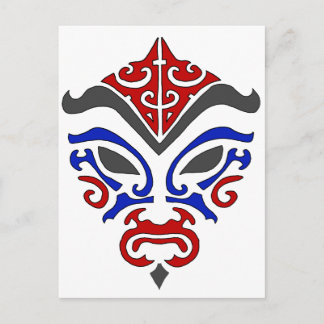 Japans Kabuki Masker Tribal Red Blue Makeup Briefkaart