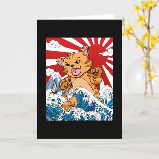 Japans Kaiju Cat Anime Manga kawaii otaku Kaart (Gele Bloem)