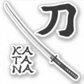 Japans Kanji Calligrafie Zwaard Sticker (Voorkant)