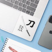 Japans Kanji Calligrafie Zwaard Sticker (Laptop met iPhone)