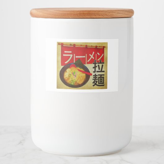 Japans kanji en katakana Ramen Voedselcontainer Etiket (Voorkant)