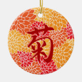 Japans Kanji Kiku's chrysant Keramisch Ornament (Voorkant)