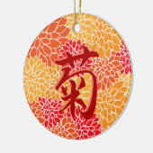Japans Kanji Kiku's chrysant Keramisch Ornament (Links)