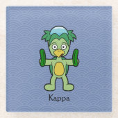 Japans Kappa Imp: Cartoon Yokai Glazen Onderzetter (Voorkant)