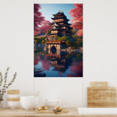 Japans kasteel aan het water poster (Keuken)