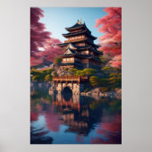 Japans kasteel aan het water poster (Voorkant)