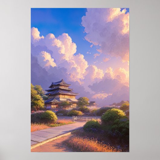 Japans kasteel in Dusk Poster (Voorkant)