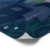 Japans kasteel Pixel Art Landschap Fantasy Poster (Hoek)