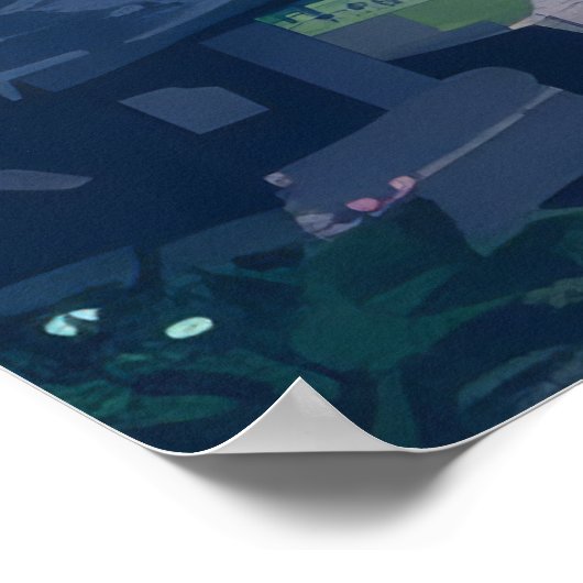 Japans kasteel Pixel Art Landschap Fantasy Poster (Hoek)