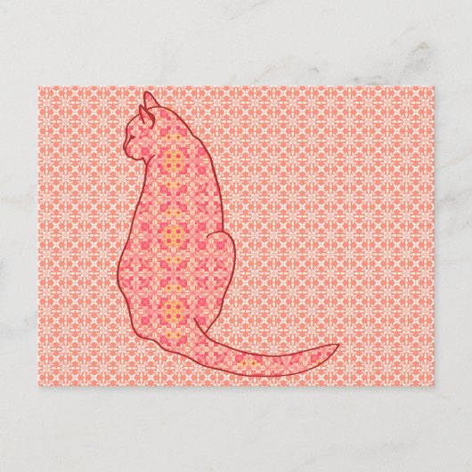 Japans kat - koraal Oranje batik Briefkaart (Voorkant)