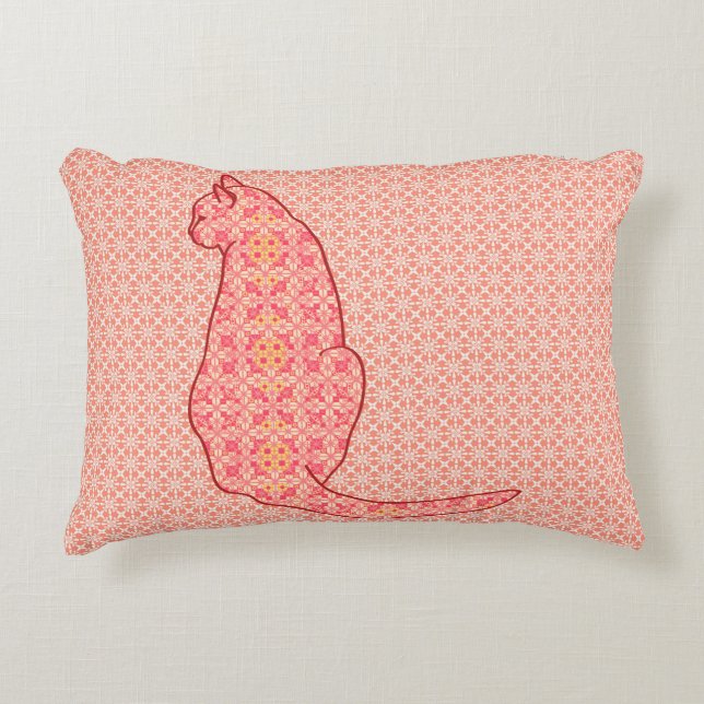 Japans kat - koraal Oranje batik Decoratief Kussen (Voorkant)