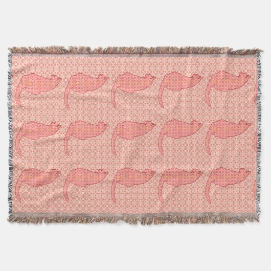 Japans kat - koraal Oranje batik Deken (Voorkant)