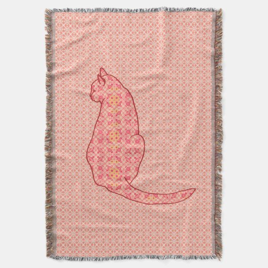 Japans kat - koraal Oranje batik Deken (Voorkant Verticaal)