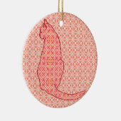 Japans kat - koraal Oranje batik Keramisch Ornament (Rechts)