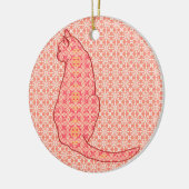 Japans kat - koraal Oranje batik Keramisch Ornament (Links)