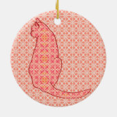 Japans kat - koraal Oranje batik Keramisch Ornament (Achterkant)