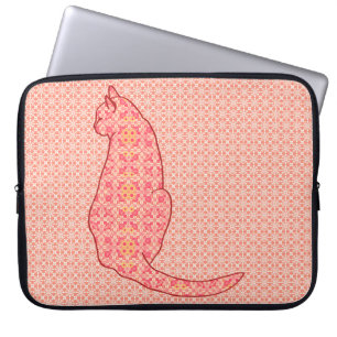 Japans kat - koraal Oranje batik Laptop Sleeve