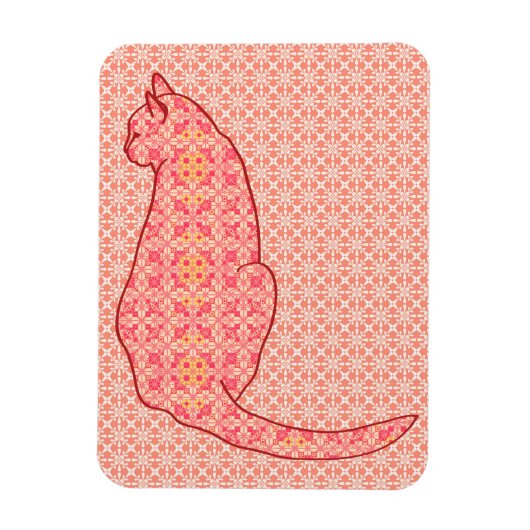 Japans kat - koraal Oranje batik Magneet (Verticaal)