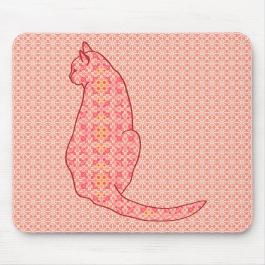 Japans kat - koraal Oranje batik Muismat (Voorkant)