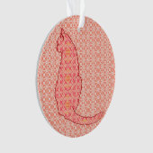 Japans kat - koraal Oranje batik Ornament (voorkant)