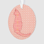 Japans kat - koraal Oranje batik Ornament (voorkant)