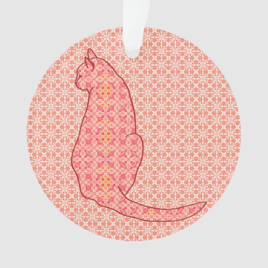 Japans kat - koraal Oranje batik Ornament (voorkant)