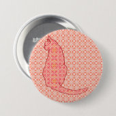 Japans kat - koraal Oranje batik Ronde Button 7,6 Cm (Voorkant /achterkant)