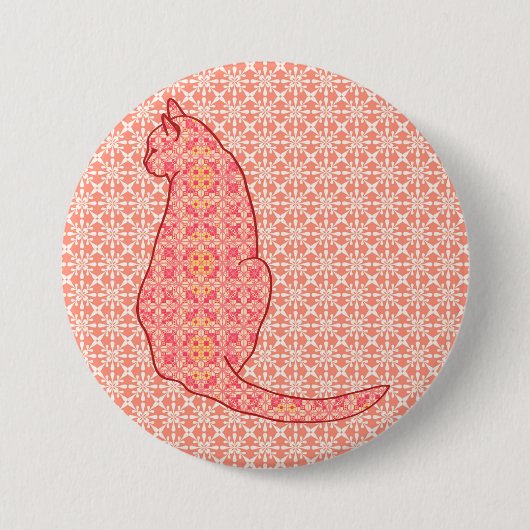Japans kat - koraal Oranje batik Ronde Button 7,6 Cm (Voorkant)