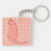Japans kat - koraal Oranje batik Sleutelhanger (Achterkant)