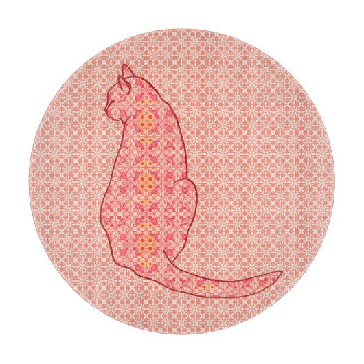 Japans kat - koraal Oranje batik Snijplank (Voorkant)