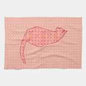 Japans kat - koraal Oranje batik Theedoek (Horizontaal)