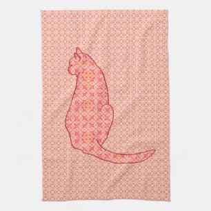 Japans kat - koraal Oranje batik Theedoek