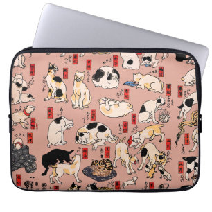 Japans kat Woodblock ukiyo-e  Kat Laptop Sleeve