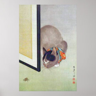  Japans katje met spinachtige Poster afdrukken