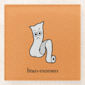 Japans Katoenen Roll Ittan-momen: Cartoon Yokai Glazen Onderzetter (Voorkant)