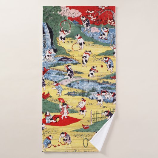 Japans Kattenland, Utagawa Kunitoshi Badhanddoek (Badhanddoek)