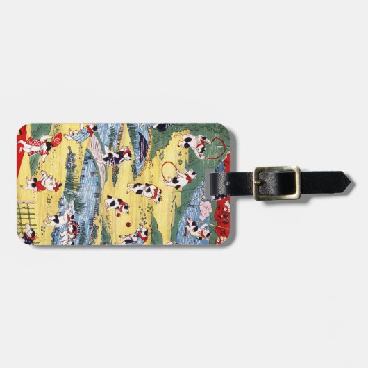 Japans Kattenland, Utagawa Kunitoshi Bagagelabel (Voorkant horizontaal)